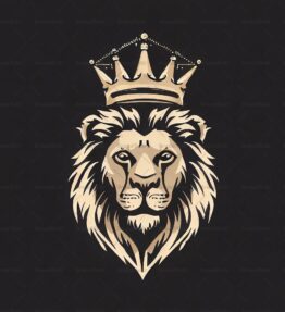 Majestätischer Löwe und Krone